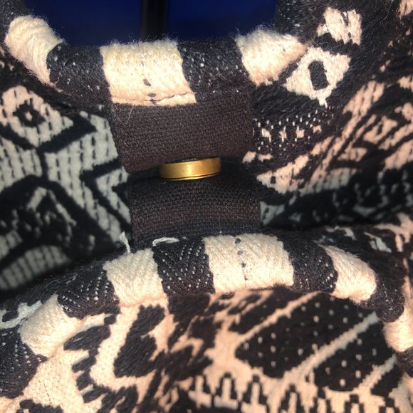 Shoulder Purse Tote Bag Large Jacquard Woven Bohemiam Black White Neutral NWOT - Picture 9 of 11